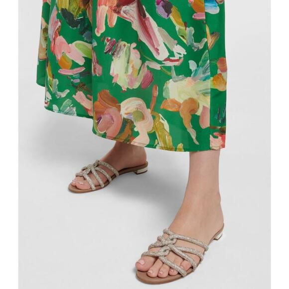 Aquazzura Moondust Crystal-Embellished Leather Flat Sandals Nude - 39 (9) - Picture 7 of 7